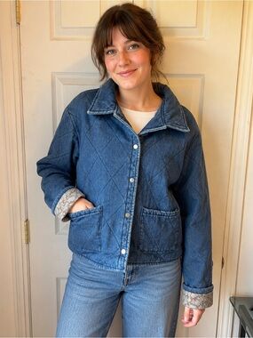 ANNIEWEAR DENIM Quilted Denim Jacket in Blue